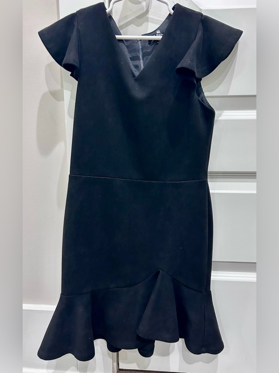 Miss Behave Other - Black V-Neck Ruffle Dress